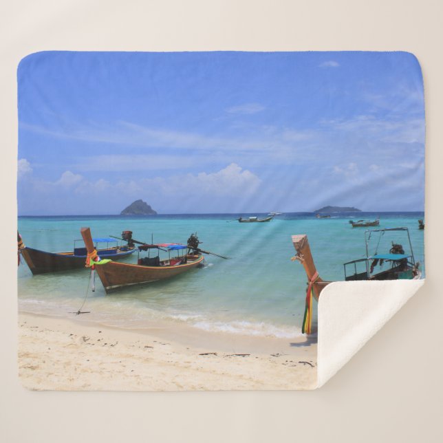 Tropical beach sherpa blanket (Front (Horizontal))