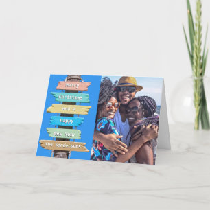 Tropical Beach Sign  Photo Christmas Holiday Card