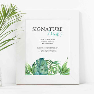 Tropical Beach Signature Drinks Wedding Sign