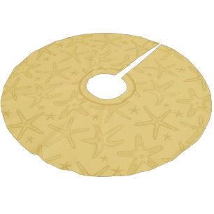 Tropical Beach Starfish Sand Coloured Seashell  Brushed Polyester Tree Skirt