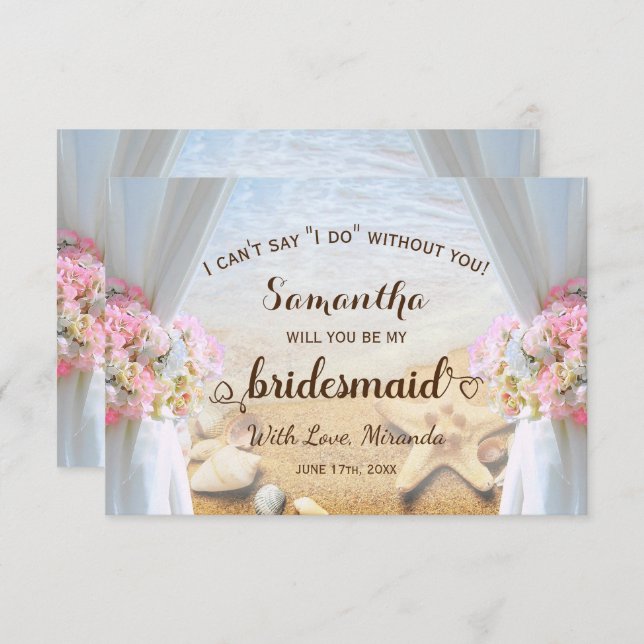 Tropical Beach Starfish Wedding Bridesmaid Invitation (Front/Back)