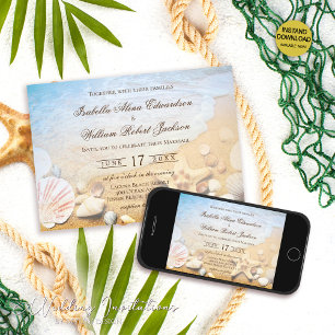 Tropical Beach Starfish Wedding Invitation
