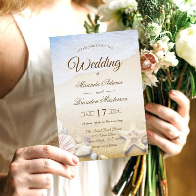 Tropical Beach Starfish Wedding Party Invitation (Creator Uploaded)