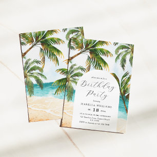 Tropical Beach Summer Birthday Invitation