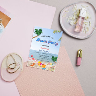 Tropical Beach Summer birthday Party Invitation