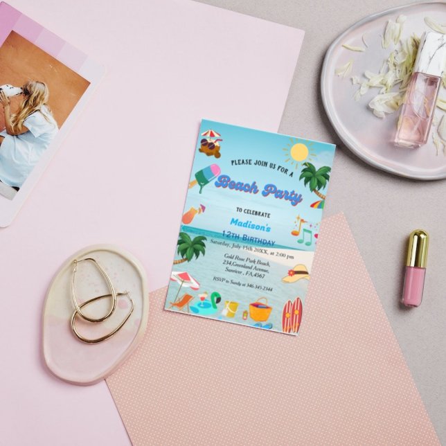 Tropical Beach Summer birthday Party Invitation (Creator Uploaded)