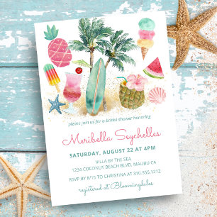 Tropical Beach Summer Fun Bridal Shower Invitation