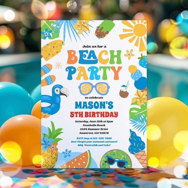  Tropical Beach Summer Ocean Birthday Party Invitation (Creator Uploaded)