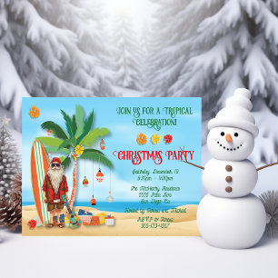 Tropical Beach Summer Santa Christmas Party Invitation