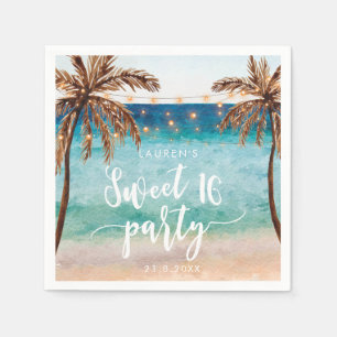 tropical beach summer sweet 16 party napkins