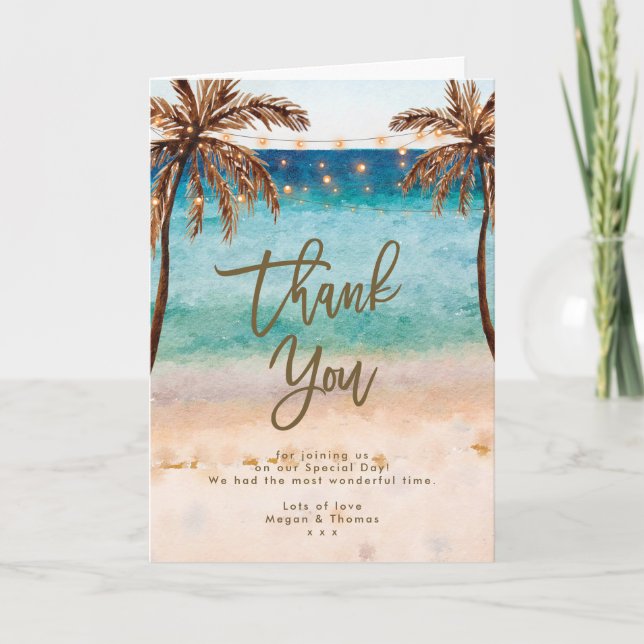 tropical beach summer thank you card (Front)