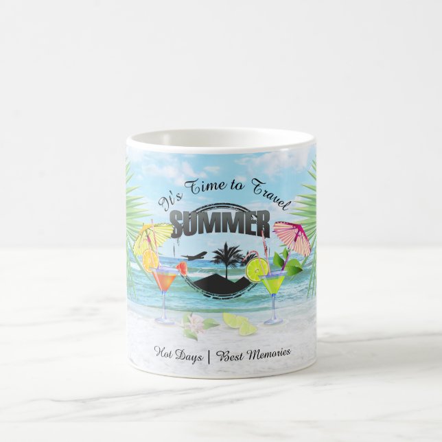 Tropical Beach, Summer Vacation | Personalised Coffee Mug (Center)