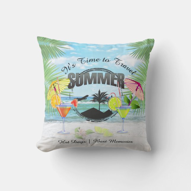 Tropical Beach, Summer Vacation | Personalised Cushion (Front)