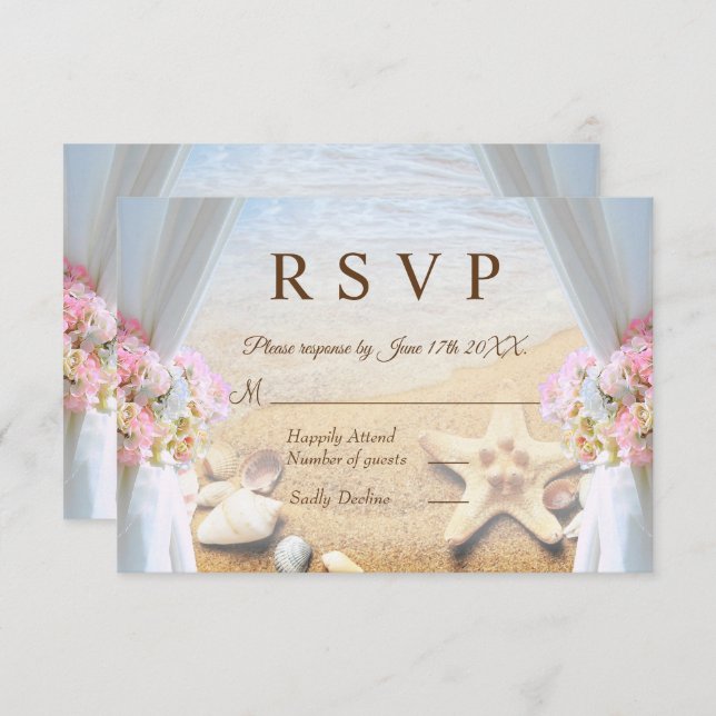 Tropical Beach Summer Wedding Starfish RSVP Card (Front/Back)