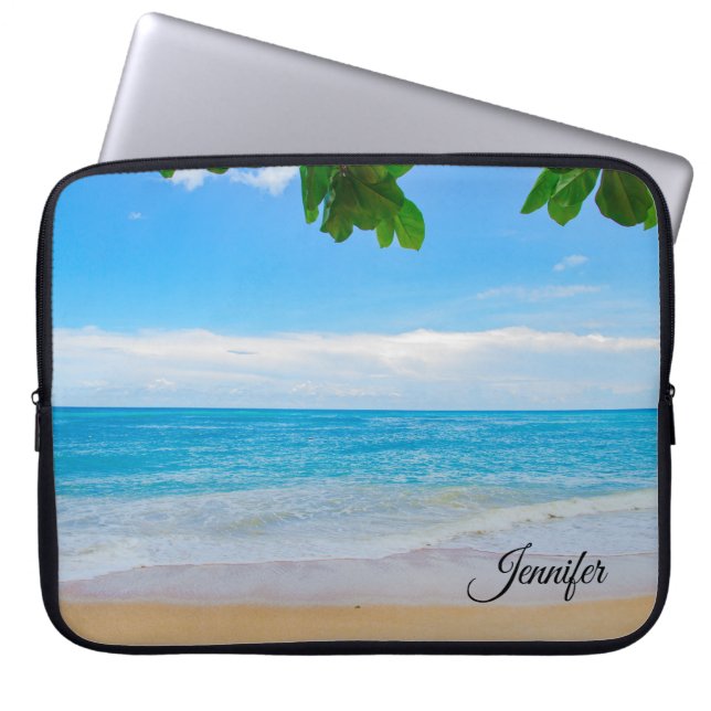 Tropical Beach Sun Sand and Sea Custom Laptop Sleeve (Front)