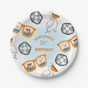 Tropical Beach Sunglasses Boy Birthday Paper Plate
