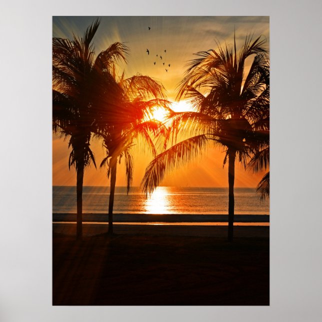 TROPICAL BEACH SUNSET 18X24 POSTER (Front)