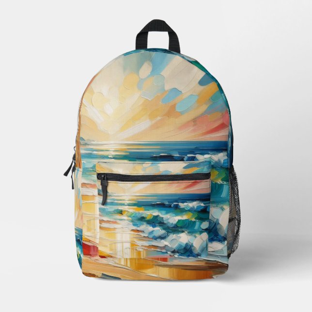 Tropical Beach Sunset Art Backpack  (Front)