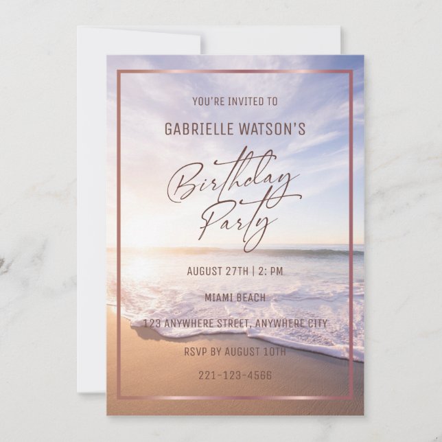 Tropical Beach Sunset Birthday Party  Invitation (Front)