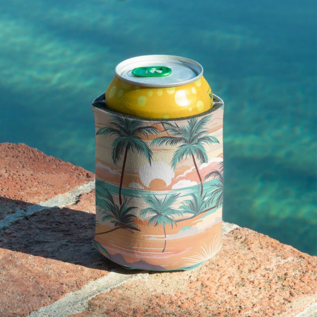 Tropical Beach Sunset Can Cooler (In Situ Pool)