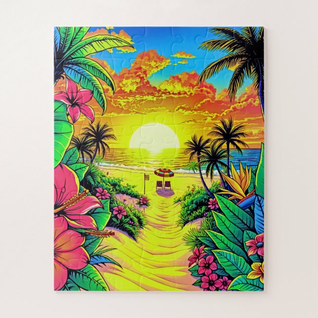 Tropical Beach Sunset children's Jigsaw Puzzle (Vertical)