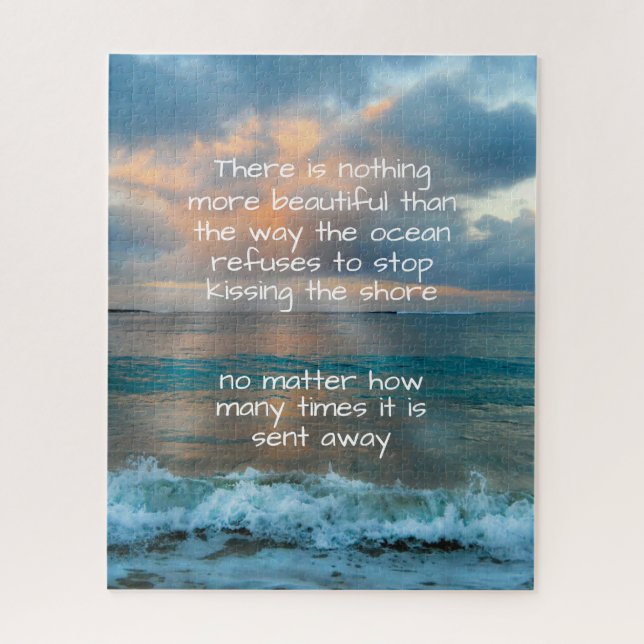 Tropical Beach Sunset Glow Tide Love Quote Jigsaw Puzzle (Vertical)