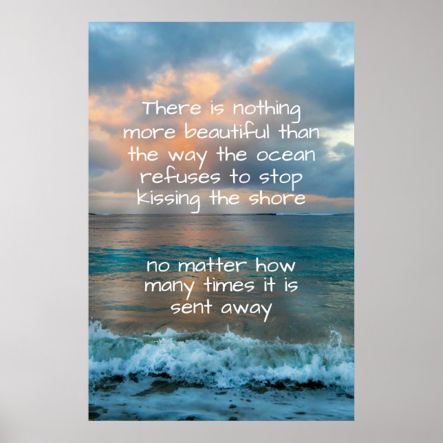 Tropical Beach Sunset Glow Tide Resilience Quote Poster (Front)