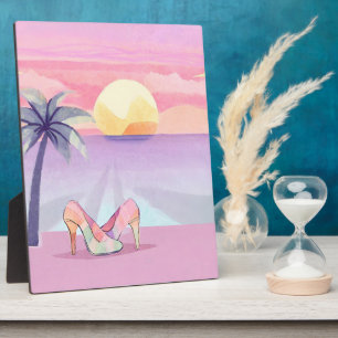 Tropical Beach Sunset High Heels Keepsake AI art Plaque
