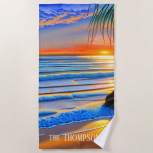 Tropical Beach Sunset in Bermuda Towel