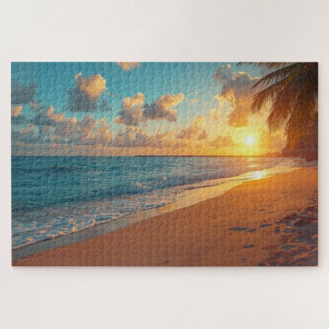 Tropical Beach Sunset Jigsaw Puzzle (Horizontal)