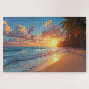 Tropical Beach Sunset Jigsaw Puzzle