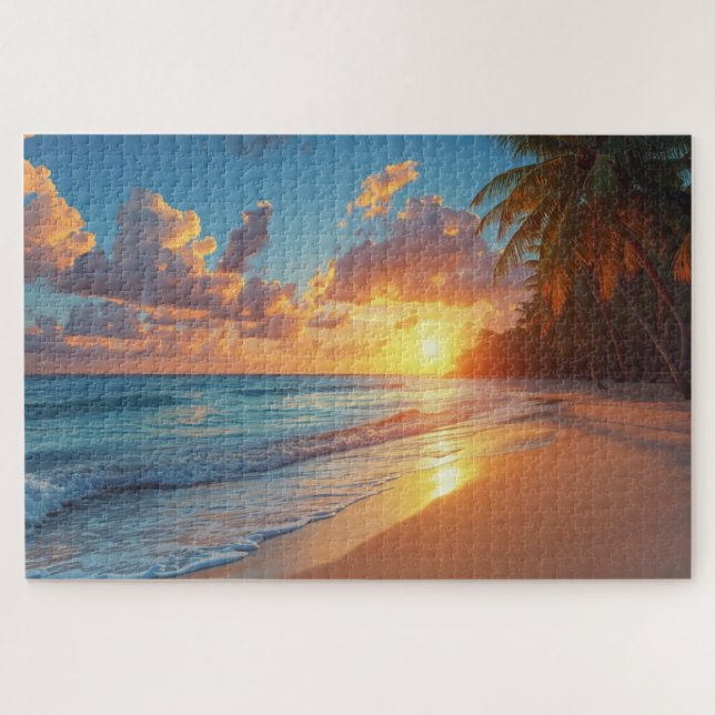 Tropical Beach Sunset Jigsaw Puzzle (Horizontal)