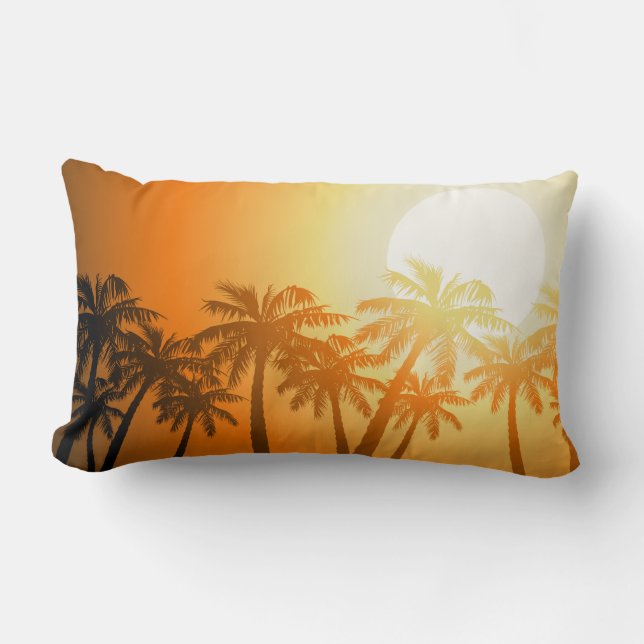 Tropical beach sunset lumbar cushion (Front)