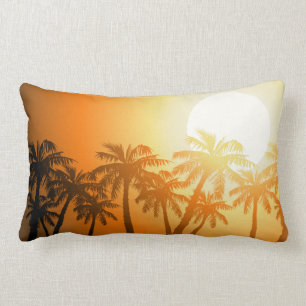 Tropical beach sunset lumbar cushion
