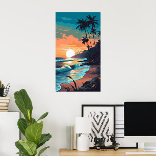 Tropical Beach Sunset Poster