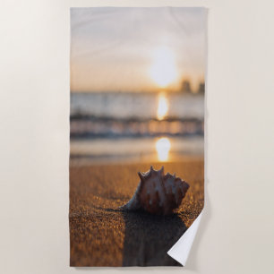 Tropical Beach Sunset Seashell Towel