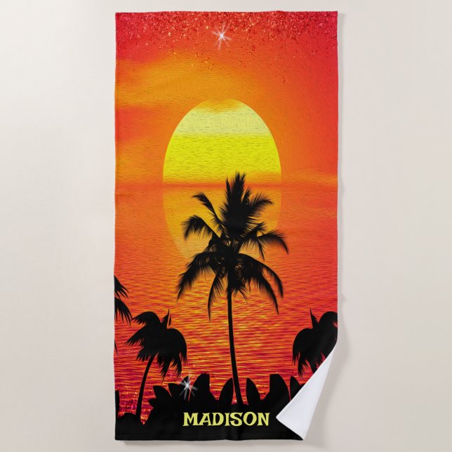 Tropical Beach Sunset Towel (Front)