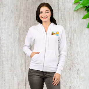 Tropical Beach Sunset with Thatched Huts Hoodie