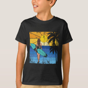 Tropical Beach Surf Sunset Surfboard Surfer Ocean  T-Shirt