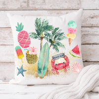 Tropical Beach Surfing Seashells Palm Trees