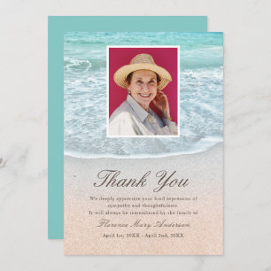 Tropical Beach Sympathy Memorial Thank You Photo Invitation