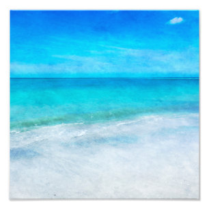 Tropical Beach - Teal Aqua Ocean Blue Florida Photo Print
