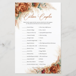 Tropical beach terracotta pampas Cartoon Couples