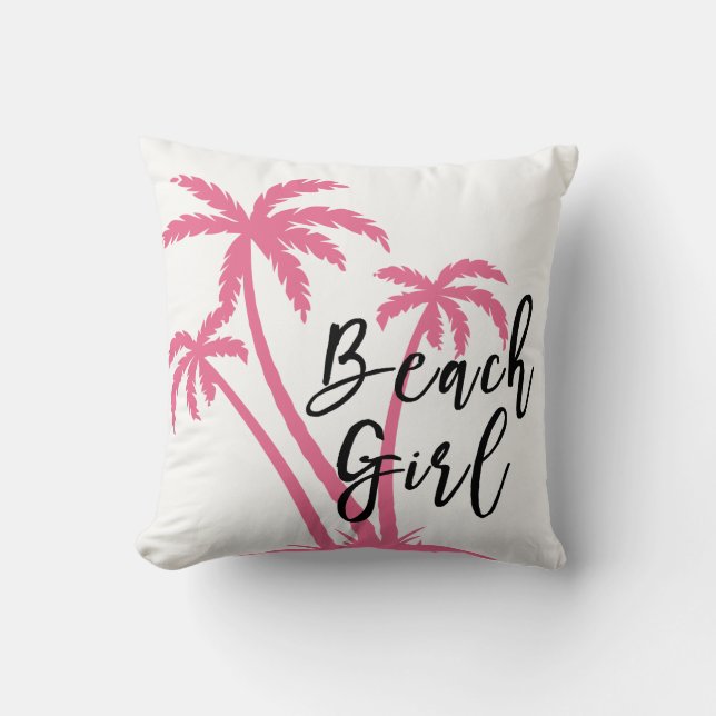 Tropical Beach Theme Girly Design Cushion (Front)