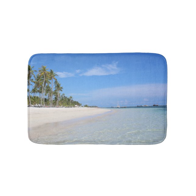 Tropical Beach Themed White Sand  in Canada Beach Bath Mat (Front)