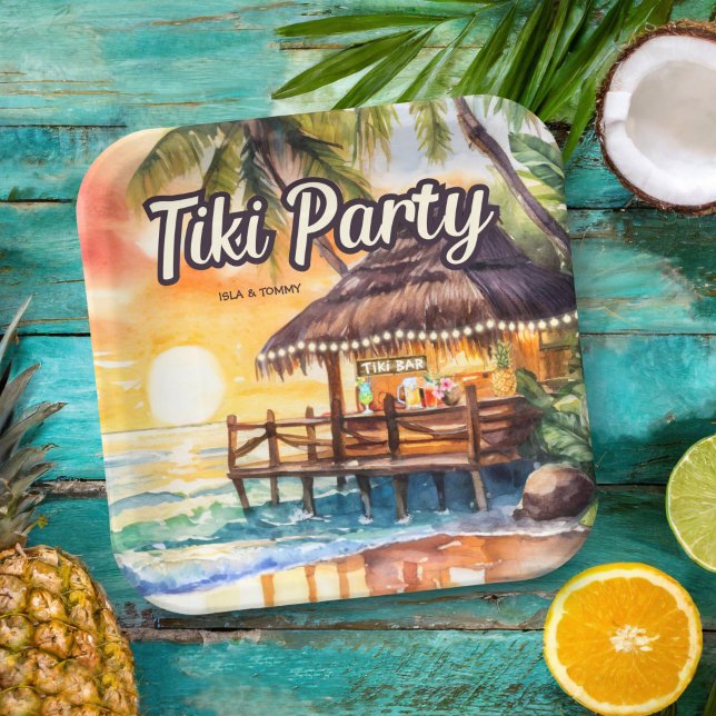 Tropical Beach Tiki Party Paper Plate (Creator Uploaded)