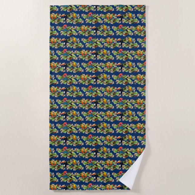 Tropical Beach Towel (Navy) (Front)