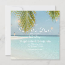 Tropical Beach Turquoise Palm Tree Square Flat