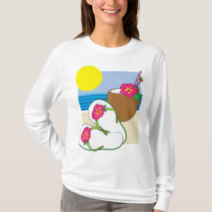 Tropical Beach Vacation Coconut Flowers Flip Flops T-Shirt