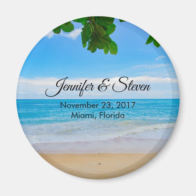 Tropical Beach Vacation Island Wedding Magnet (Front)